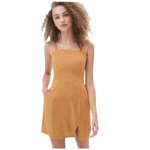 Aeropostale Yellow White Gingham Slim Summer Mini Dress Sz XS Cottagecore NWT